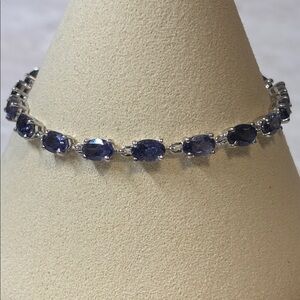 NEW 7.10 ctw Genuine Iolite Tennis Bracelet 925 Sterling Silver